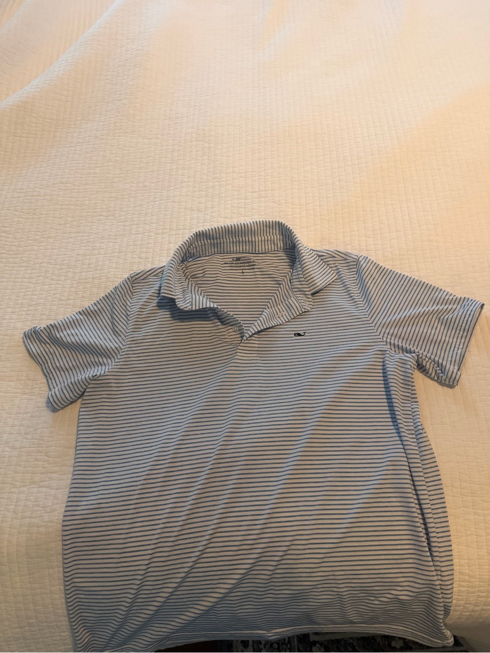Vineyard Vines Youth Dark Blue & White Thin-Striped Polo